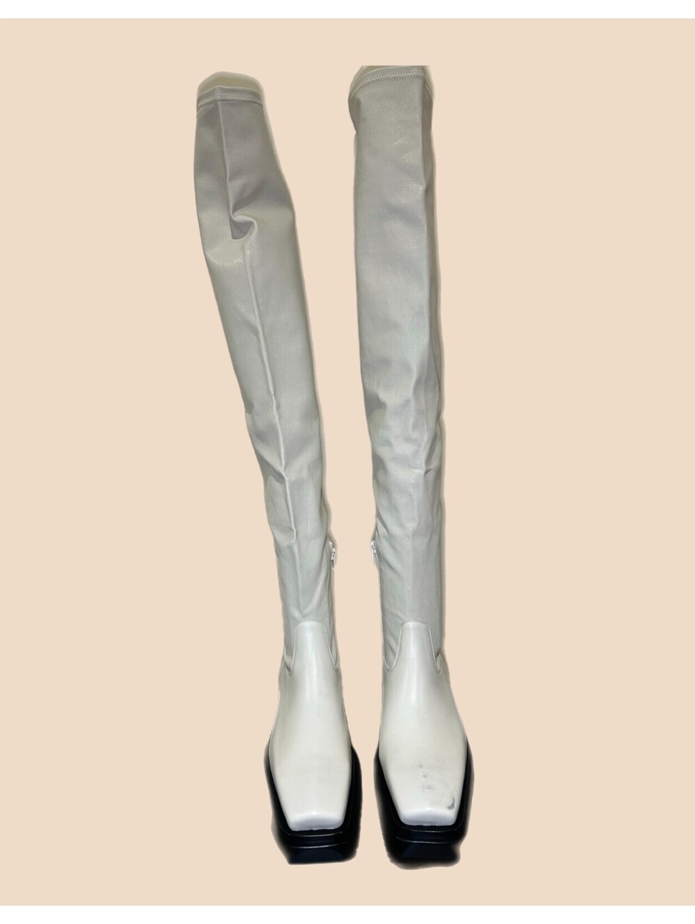 Bottega Veneta Creamy White Leather Knee High Boots Size 38.5